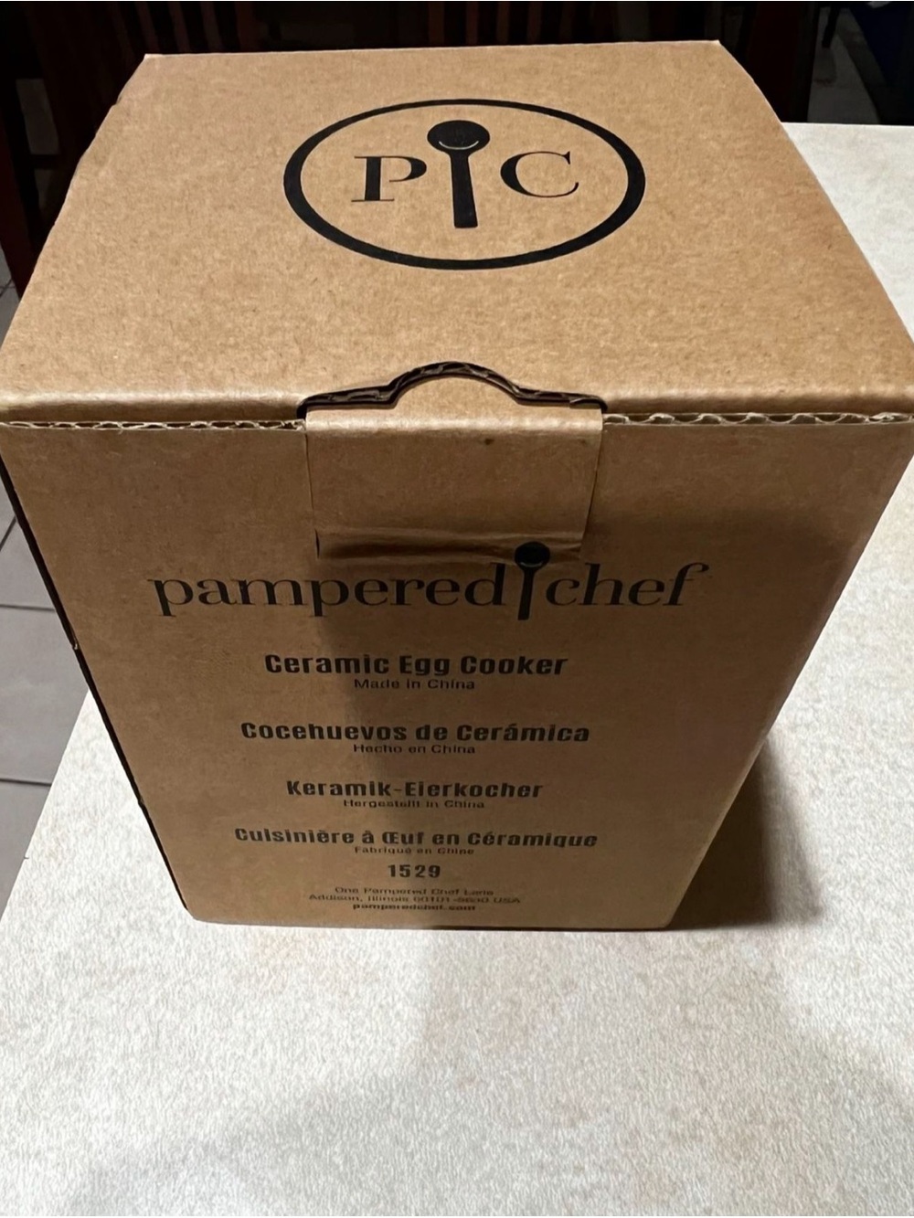 Pampered Chef Brown Cardboard Box with Black Logo